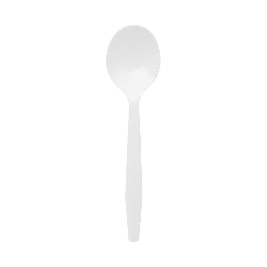 1000 Pcs Soup Spoon - White Medium Weight