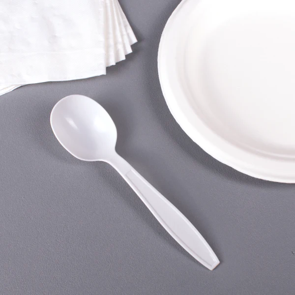 1000 Pcs Soup Spoon White Heavy Weight